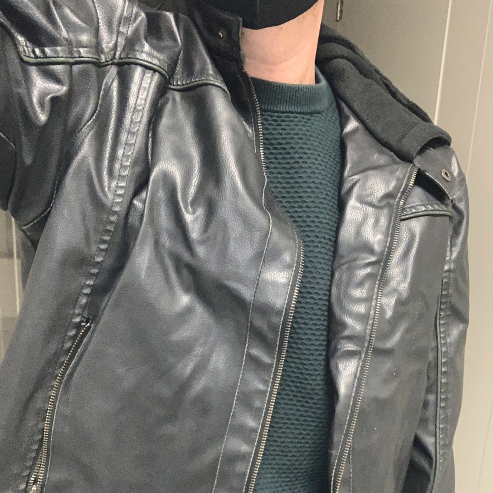 Bravesoul Leather Jacket with black hood